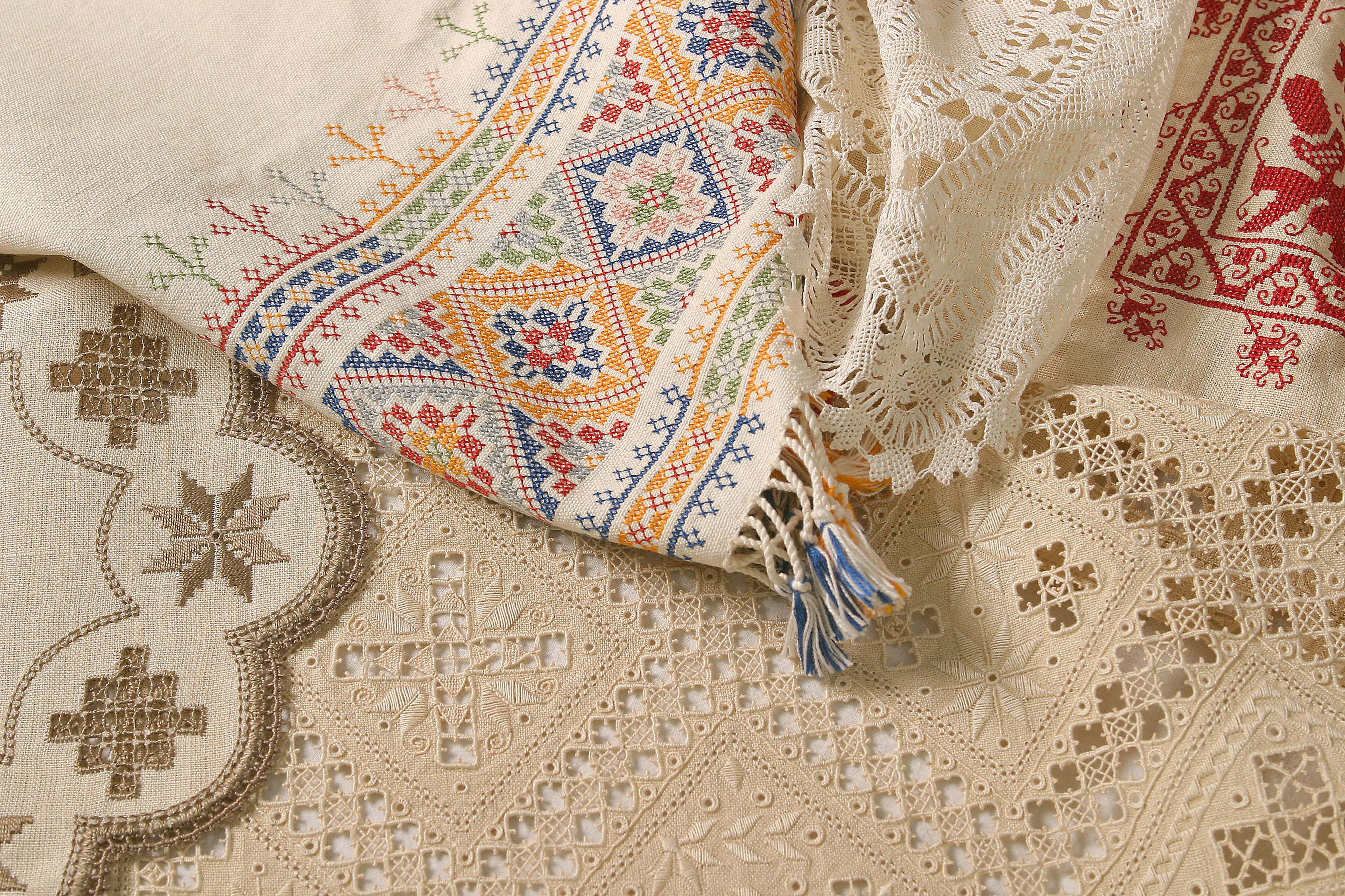 Handmade Cypriot lace with delicate embroidery